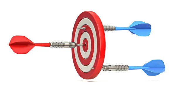 Dart Hitting Target Sides Render Illustration Isolated White Background — Stock Photo, Image