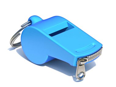 Blue whistle with a closed zipper 3D render illustration isolated on white background clipart