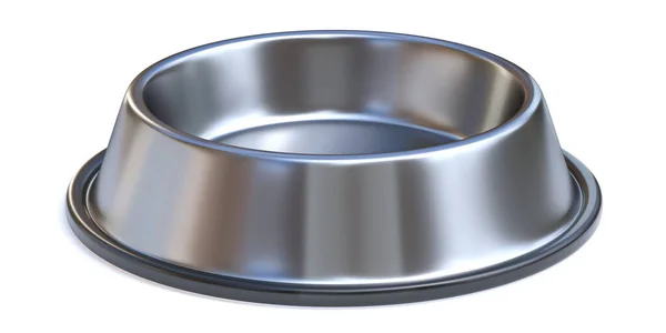Metal evcil hayvan kasesi 3D çizimi beyaz arkaplanda izole edildi