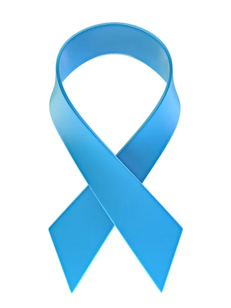 Blue Cancer Awareness Ribbon Render Illustration Isoliert Auf Weißem Hintergrund — Stockfoto