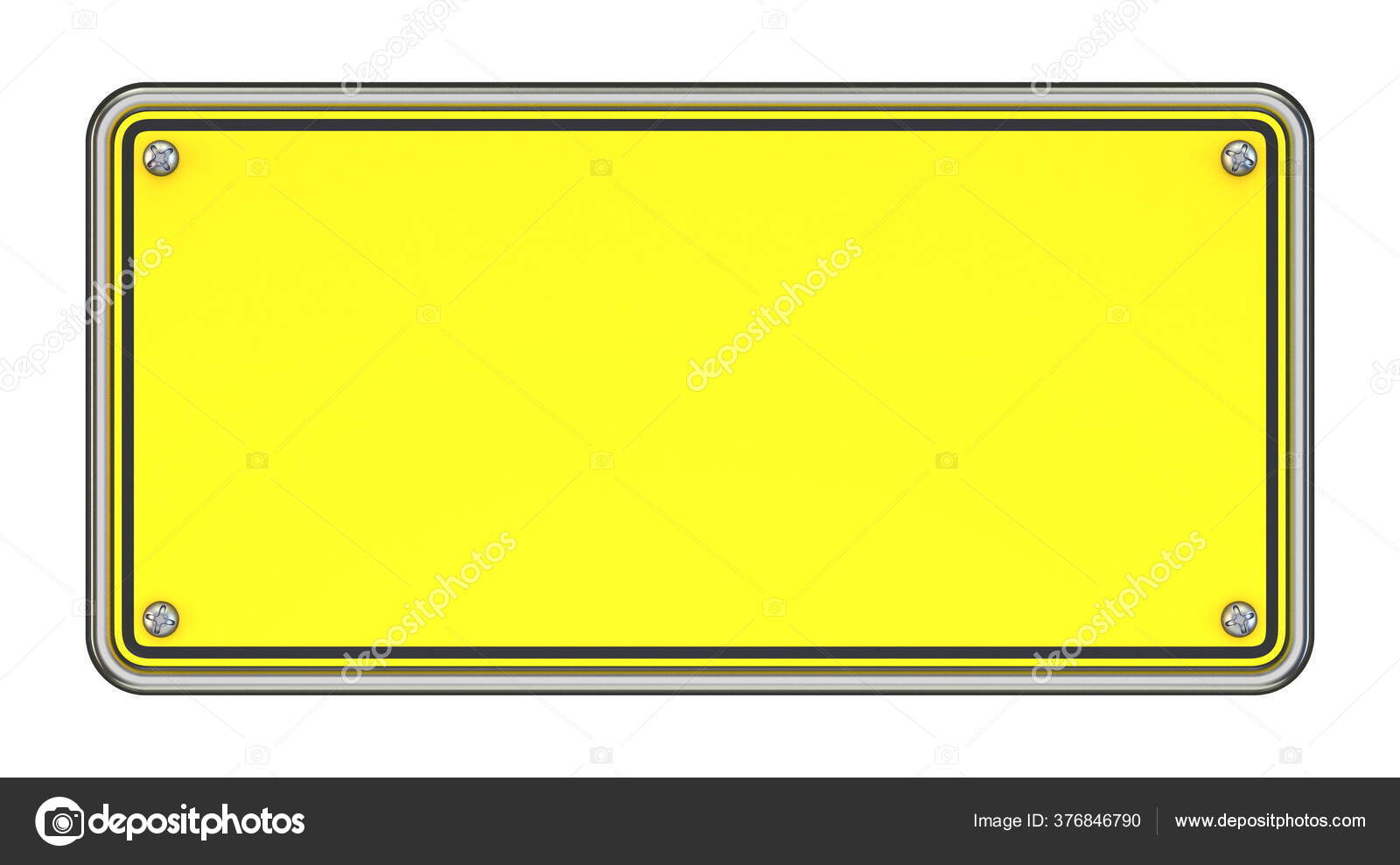 Yellow Blank Sign Render Illustration Isolated White Background Stock