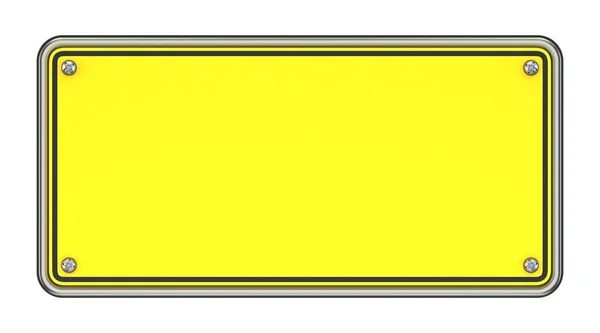 白い背景に隔離された黄色の空白のサイン3Dレンダリングイラスト — ストック写真