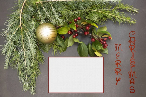 Greeting card with festive decoration and text - Merry Christmas — Stock Photo, Image