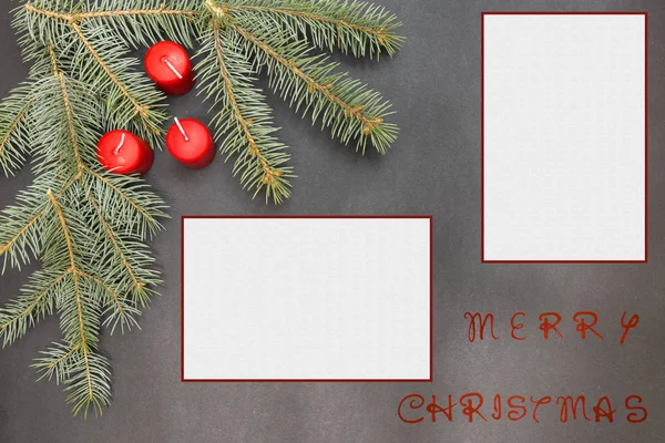 Вітальна листівка з святкове оформлення та текст - з Різдвом Христовим — стокове фото