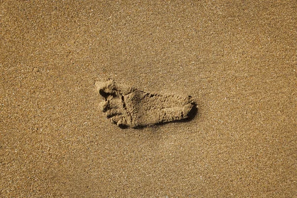 Fußabdruck Eines Nackten Fußes Sand Eines Strandes — Stockfoto
