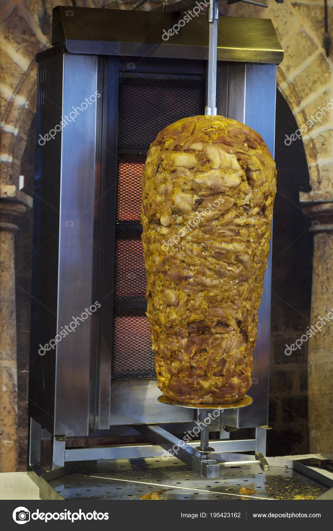 Piece Kebab Meat Cooking Slow Fire Market Stock Photo Image By C Luismicss