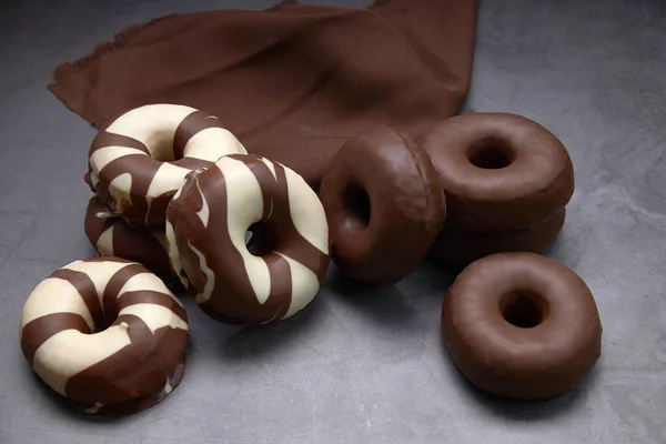 Delicioso Grupo Donuts Doces Conceito Alimento — Fotografia de Stock