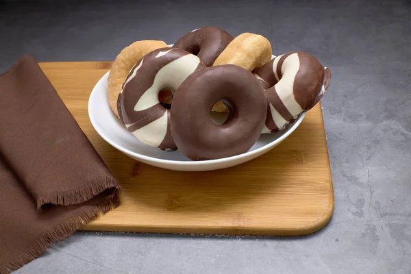 Delicioso Grupo Donuts Doces Conceito Alimento — Fotografia de Stock