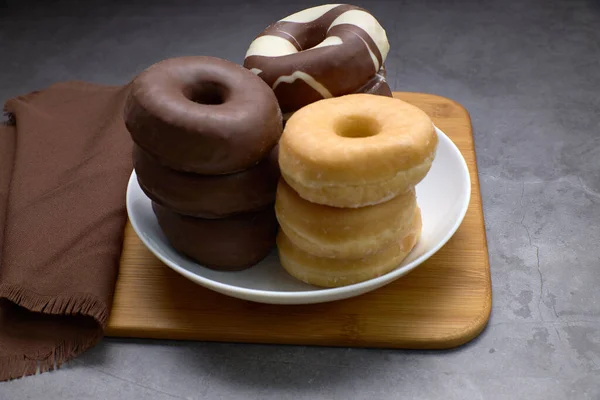 Delicioso Grupo Donuts Doces Conceito Alimento — Fotografia de Stock