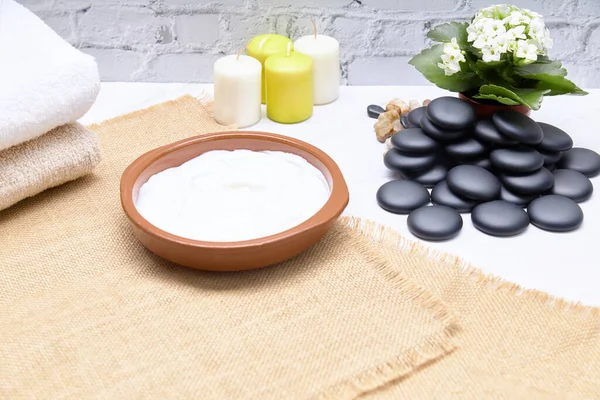 Tazón Crema Para Cuidado Piel Tratamiento Spa Concepto Cuidado Salud — Foto de Stock