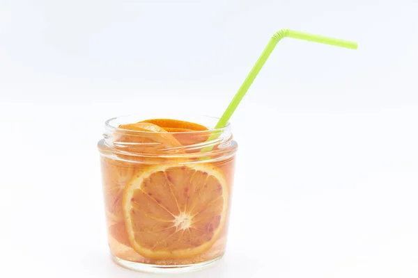 Glasburk Med Naturlig Och Hälsosam Orangeade Begreppet Hälsa Och Ekologi — Stockfoto