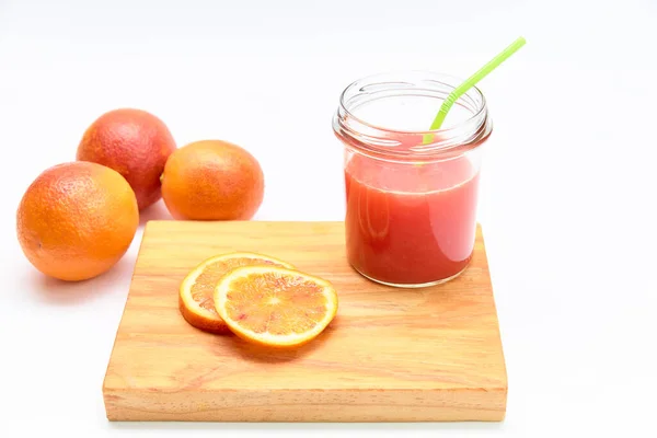 Een Pot Zelfgemaakt Rood Sinaasappelsap Concept Voor Gezonde Drank — Stockfoto