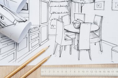 Mimarlık mimari planları mimar planları proje için rulo.