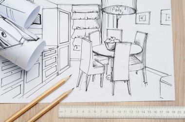 Mimarlık mimari planları mimar planları proje için rulo.