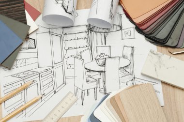 Mimarlık mimari planları mimar planları proje için rulo.