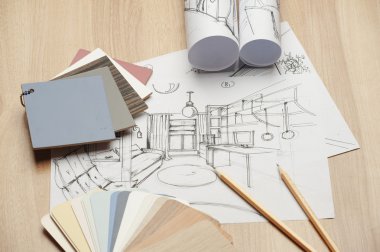 Mimarlık mimari planları mimar planları proje için rulo.