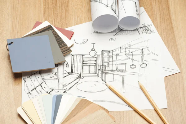 Mimarlık mimari planları mimar planları proje için rulo.