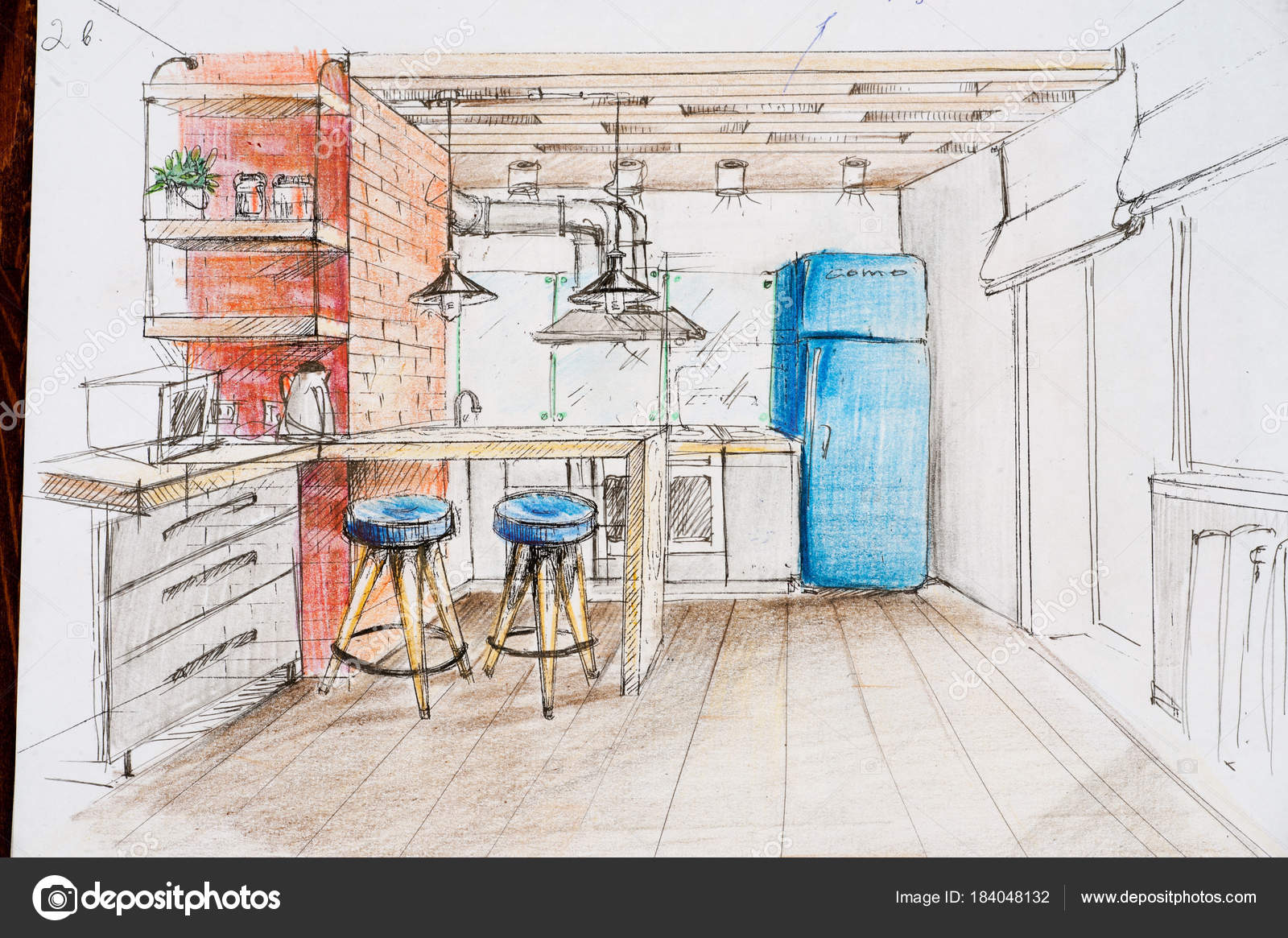 ArtStation - Preliminary perspective for the interior design of a house