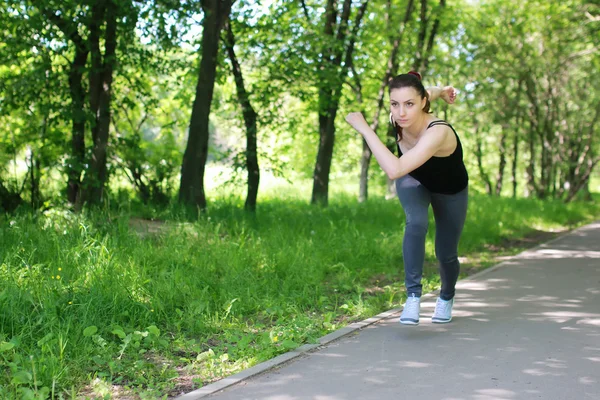 Mujer Deporte Correr Parque Aire Libre — Foto de Stock