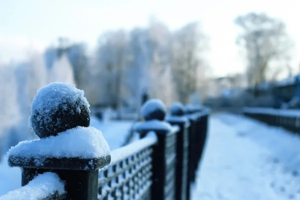 Zaun Bedeckt Schnee Winter Park — Stockfoto