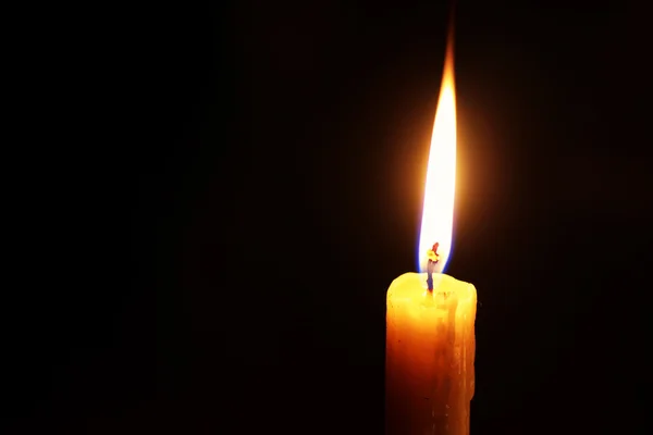Candle Flame Isolated Black — Stock Photo, Image