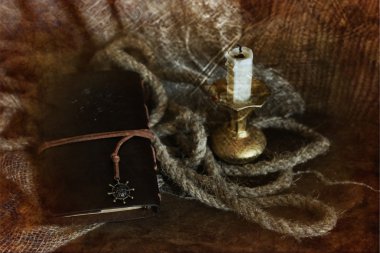 fotoğraf kitap tüy ve ip Retro çizilmiş etkisi