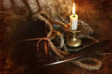 fotoğraf kitap mum tüy Retro çizilmiş etkisi