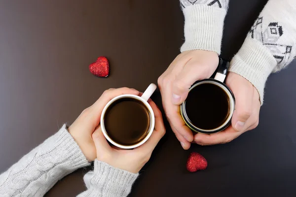 Hand coffee background couple — Stock Photo, Image