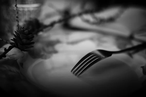Çatal tabak siyah beyaz — Stok fotoğraf