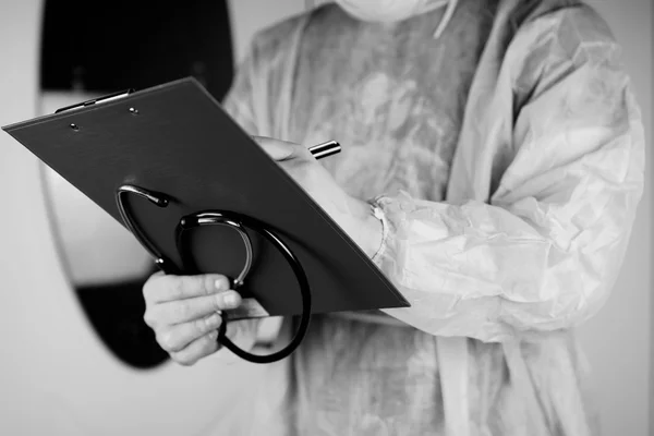 Medico stetoscopio file in bianco e nero — Foto Stock