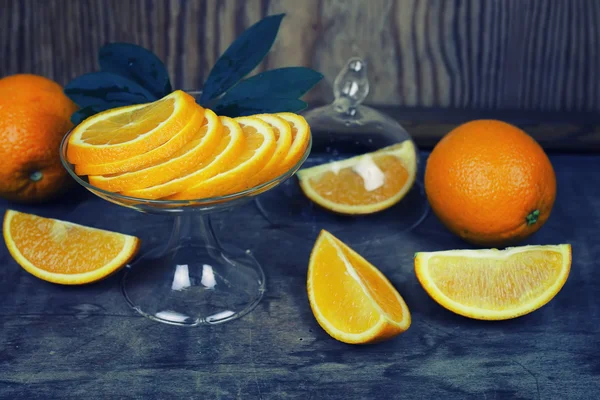 Toned orange fruit wooden — Stock Photo, Image