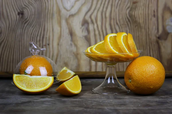 Orange fruit fond en bois — Photo