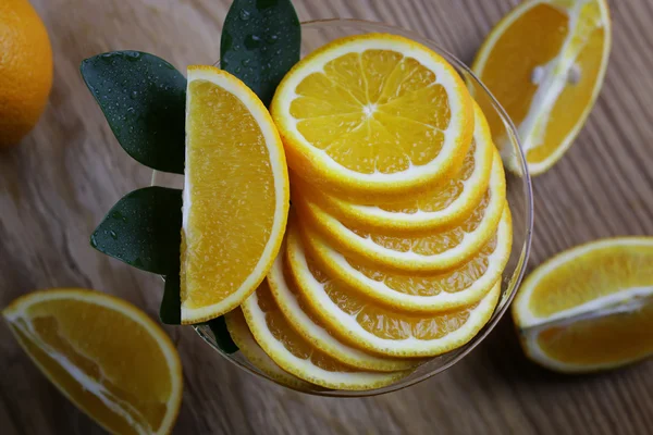 Orange fruit wooden background — Stock Photo, Image