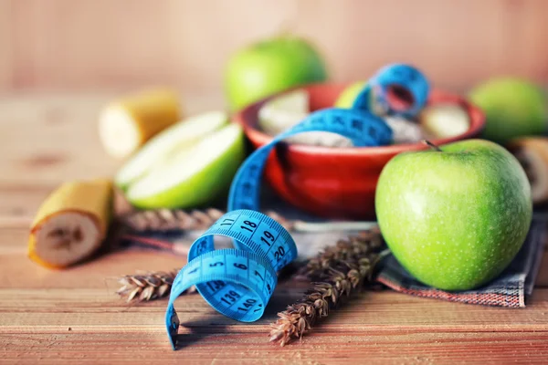 Maçãs dieta de cereais de café da manhã — Fotografia de Stock