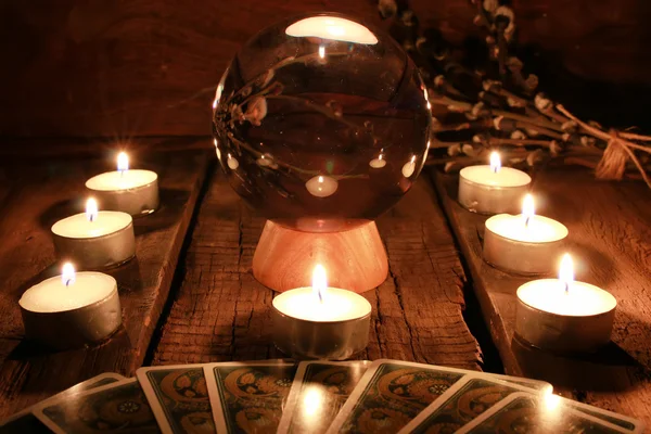 촛불 점 타로 카드 — 스톡 사진