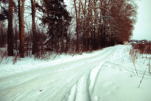 Téli rusztikus road napfény — Stock Fotó