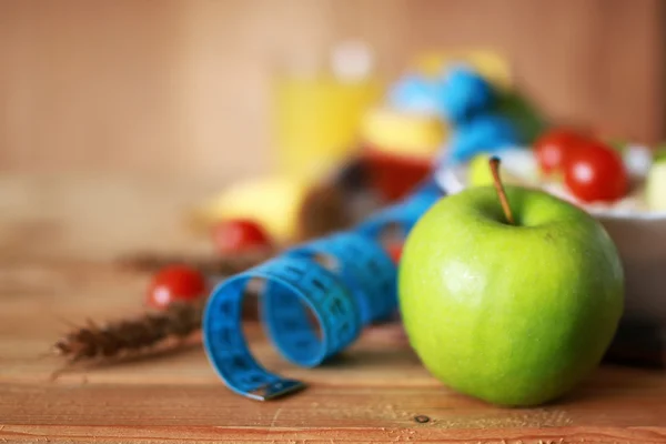 Śniadanie dieta owoce jabłko centymetr — Zdjęcie stockowe