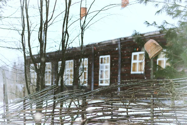 Utsikt över huset från skogen — Stockfoto