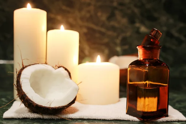 Candles spa coconut oil Royalty Free Stock Images