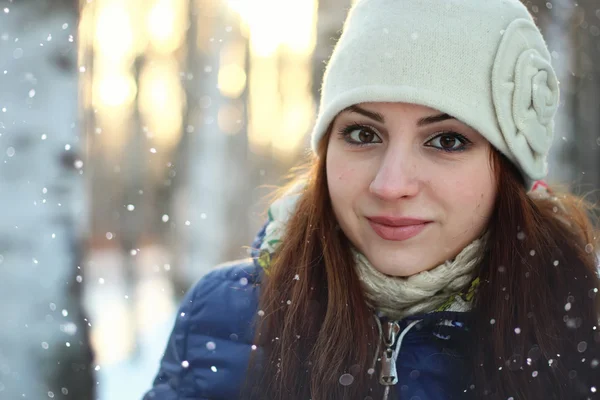 Neve inverno retrato feminino — Fotografia de Stock