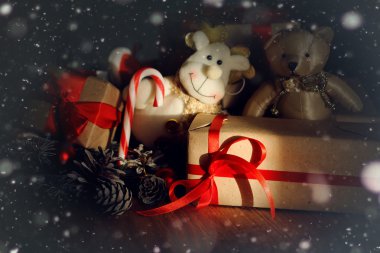 bir çam koni Noel armağan oyuncak şubeleri