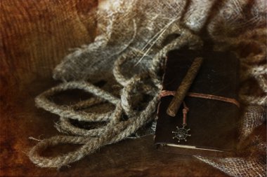 Puro ve retro çizilmiş ef ahşap bir zemin üzerine deri