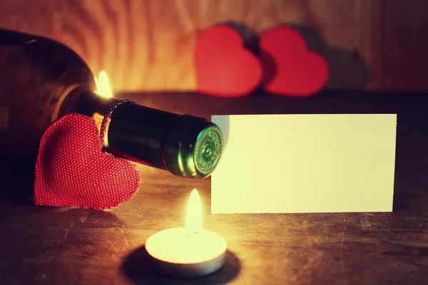 Dia dos Namorados velas vinho — Fotografia de Stock