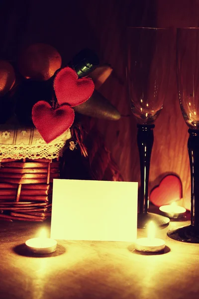 Candele di San Valentino vino — Foto Stock