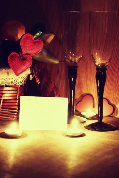 Candele di San Valentino vino — Foto Stock