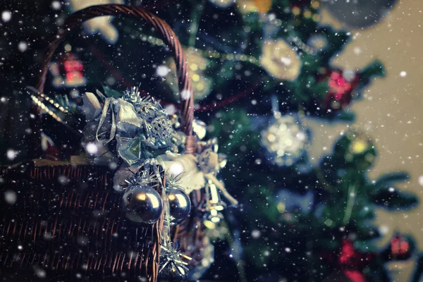 Christmas tree toy basket — Stock Photo, Image