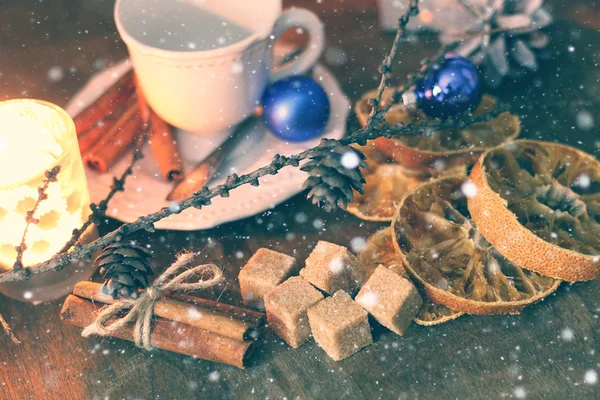 Christmas cup apelsin kanel socker — Stockfoto