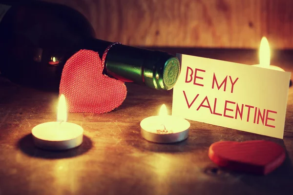 Velas de San Valentín vino — Foto de Stock