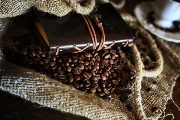 Coffee bean on textile background — Stock Photo, Image