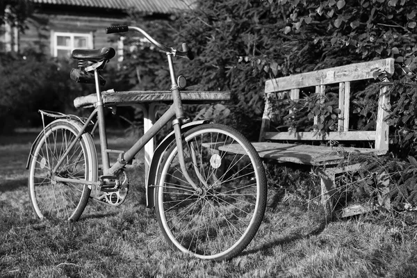 Monochromatyczne zdjęcie roweru na terenach wiejskich — Zdjęcie stockowe